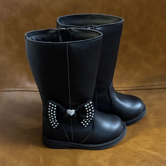 Jessica Simpson Other - Jessica Simpson Toddler Girl Tall Black Boots with Rhinestone Bow